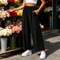thumbnail image 2 of VBVC Women's Elastic Waist Wide Leg Pants , Casual Cropped Palazzo Pants For Women , Ladies' Loose Stitched Culottes with Pockets,Black,M-2XL, 2 of 7