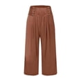 thumbnail image 5 of Capri Pants for Women Plus Size Clearance,Xunlbb Women’s Elastic Waist Summer Solid Casual With Pockets Outing Capris Length Pants on Clearance,Brown M, 5 of 5