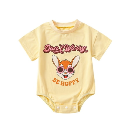 

Ma&Baby Toddler Baby Girls Boys Romper Infants Cartoon Glasses Rabbit Print Short Sleeve Cotton One-Piece Jumpsuits