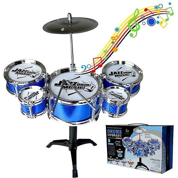 Batería Infantil De Jazz Con 5 Tambores | Kit De Percusión Para Niños De 3 A 6 Años | Incluye Baquetas Y Taburete