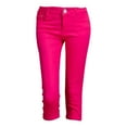 thumbnail image 2 of Dyfzdhu Capri Pants for Women Summer Cotton Blend Mid Rise Capri Jeggings Stretch Skinny Pants with Pockets Pink, 2 of 7