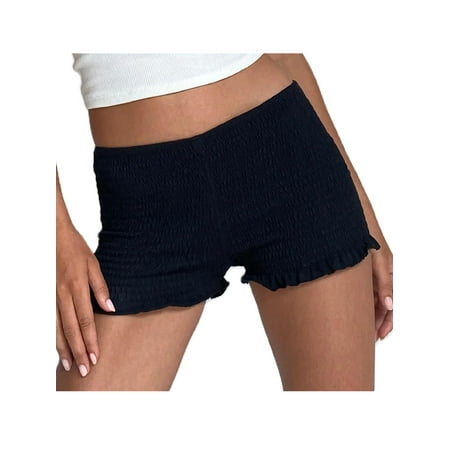 Bangyeer Women s Smocked Plaid Bloomers Cute Frill Ruffle Sexy Micro Shorts Bottoms Y2k Pettipants