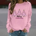 thumbnail image 5 of QIUOMBBP Christmas Sweatshirts for Women Xmas Tree Print Long Sleeve Shirts Casual Round Neck Pullover Tops, Pink, XL, 5 of 7