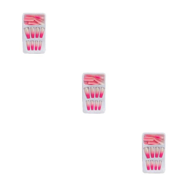 QualitChoice 1 Set French Tip Press on Nails Gradient Extra Long Tips Removable Wraps Full Cover Ballerina Salon Manicure Kit Type 11 2g glue,24Pcs jelly 3Set