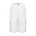 thumbnail image 5 of HBGVBA Women's Casual Shorts,Summer Cargo Shorts,Solid Color Stretch Waist Button Zip Pocket Outdoor Hiking Cargo Knee Length Shorts, 5 of 5