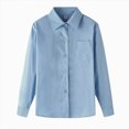 thumbnail image 5 of 7-8T Little Kids Boys Uniform Shirts School Button Up Dress Shirts Kids Long Sleeve Solid Collared Oxford Shirt Kids Tops for 4-15T, 5 of 6