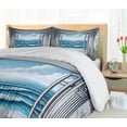 thumbnail image 5 of Ambesonne Ocean Duvet Cover Set, Historic Window Sea Scenery, Calking, Sea Blue Coconut and Camel, 5 of 6
