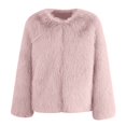 thumbnail image 4 of YDFCWXW Women's 2025 Winter Coats Fleece Cropped Jacket Fur Long Sleeve Pockets Shaggy Warm Outerwear Fall Clothes Pink, M, 4 of 5