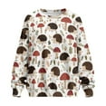 thumbnail image 4 of Xoenoiee Hedgehog Mushroom Leaves Print Women Pullover Sweatshirt Long Sleeve Jacket Oversized Sweatshirts Warm Fuzzy Sweaters Outerwear with Side Pockets, Size 2XL, 4 of 7