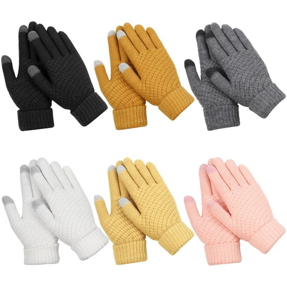 Bocaoying 6 Pairs Winter Gloves for Women - Touchscreen Gloves for Women Cold Weather, Fashion Knit Mittens Warm Winter Gloves