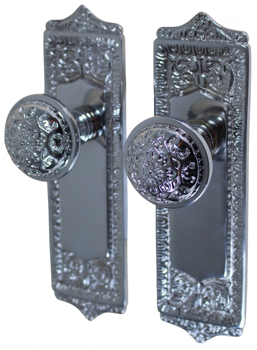 Antique Chrome plated Solid Brass 2.13" Door knob Passage set | Renovators Supply