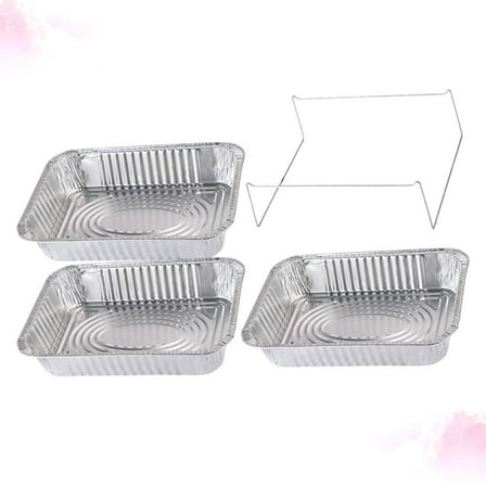 NICEXMAS 4pcs Rectangular BBQ Tray Aluminum Foil Food Container for Outdoor Use Cooking Tool