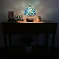 thumbnail image 3 of Tiffany Mini Table Lamp Blue Green Stained Glass Crystal Beans Pull Chain Switch Included LED Bulb Dragonfly Base for Living Room Dining Room Bedroom Bedside12"H*8"W, 3 of 6