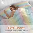 thumbnail image 4 of Queen 4 Piece Bedding Set Rainbow Stripes Gradient Soft Breathable Duvet Cover and Pillowcase, Pastoral Watercolor Line Duvet Cover Set Bed Sheets for Bedroom Dormitory Guest Room, 4 of 9