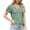 Green, variant on Womens Eyelet Knit Tops V Neck Puff Ruffle Short Sleeve Tie Front Knot Tees T Shirts Cute Casual Sweet Summer White 2XL