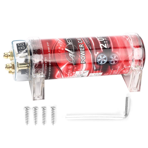 Amplificador de condensador de potencia de Audio para coche, 2 Farad, regulador de voltaje, LED rojo, 10-16V CC, piezas de automóvil modificadas Jadeshay A