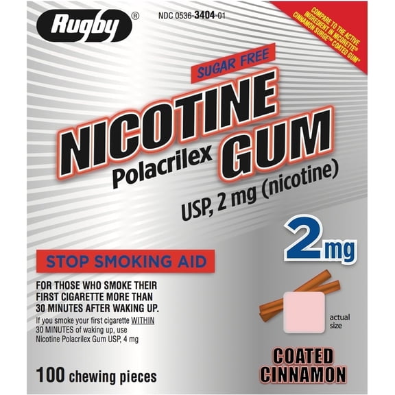 Rugby Nicotine Gum 2mg 100ct. Cinnamon