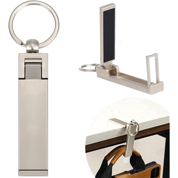 Purse Hook for Table, Instant Bag Purse Hook Hanger Holder for Table Desk Folding Handbag Table Hook Hanger for Women Mobile Phone Stand Holder(Platinum)