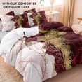thumbnail image 2 of Orylavena Burgundy and Gold Marble Microfiber Duvet Cover Set, Twin, 3-Piece, 2 of 8