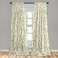 thumbnail image 2 of Summer Vibe Window Curtains, Garden Scene Flowers Vintage Pattern Daffodils Boho Colored Art, Lightweight Decor 2-Panel Set with Rod Pocket, Pair of - 28"x84", Eggshell Pistachio Green, by Ambesonne, 2 of 3