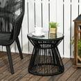 thumbnail image 2 of Outsunny Rattan End Table, Round Hollow Drum Design Side Table, Black, 2 of 10