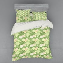 Ambesonne Rose Bedding Set 4 Pcs, Pastel Abstract Blossoms, Queen, Pistachio Green White