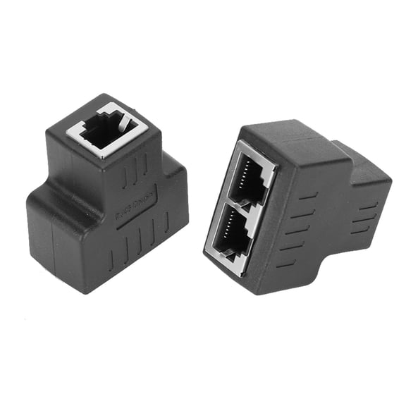 2PCs Ethernet Cable Adapter 1‑in 2‑out RJ45 Female Interface LAN Connector Cable Extender Splitter for Internet Wire
