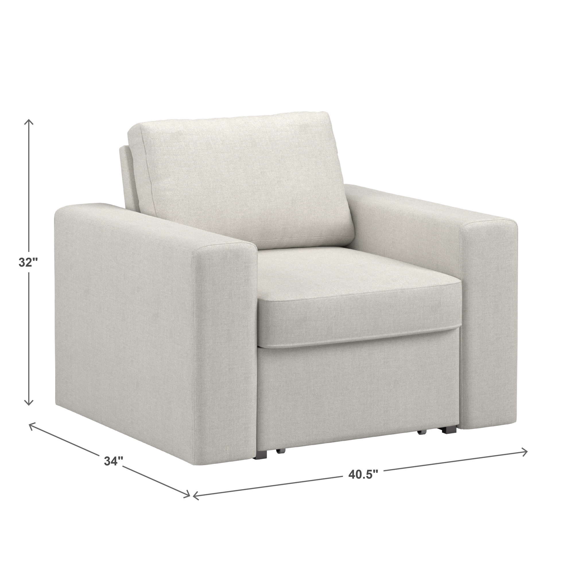 Weston Home Glen Park Modern Linen Accent Chair with 1 Hidden Metal Wire Storage Drawer, Ivory