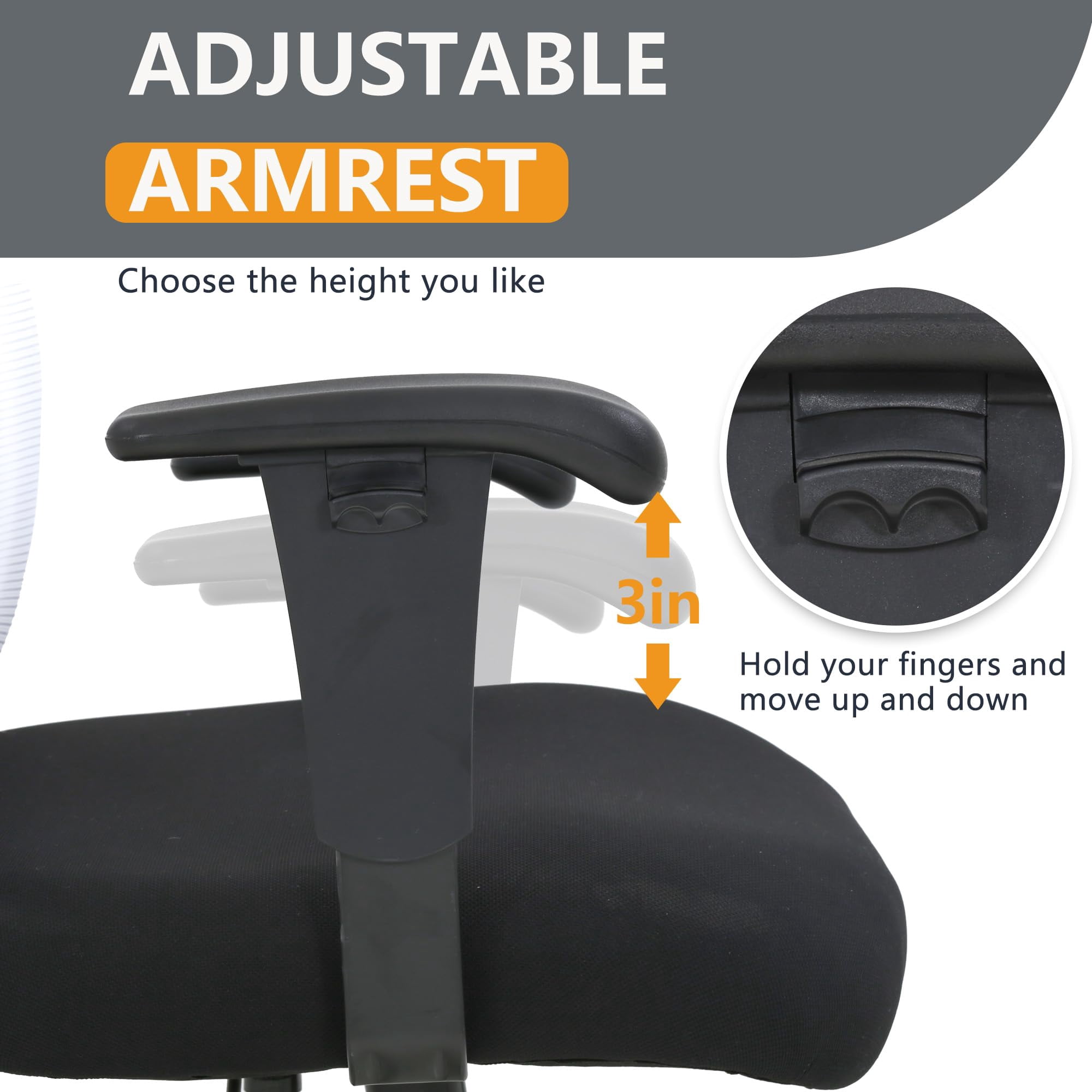 FDW 500lb Big & Tall Office Chair - Ergonomic w/Lumbar Support & Wide Seat for Home Office (White)