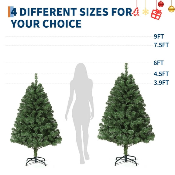 RONSHIN 6FT Artificial Christmas Tree with 1400 Branch Tips, Easy Assembly, Metal Hinges & Foldable Base - Ideal for Home, Office, Party Decorations