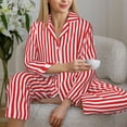 thumbnail image 6 of Honeii Red And White Stripes print Women's Pajama Sets Long Sleeve Button Down Sleepwear Nightwear Soft Pjs Lounge Sets-Small, 6 of 7