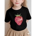 thumbnail image 1 of [Tee Fraise] T-Shirt en Coton Doux Imprimé Fraise pour Filles / Col Rond Manches Courtes avec Design Fraise Pixelisée, Lavable en Machine, Haut Décontracté Toutes Saisons Vêtements d'Été pour Filles, 1 of 7