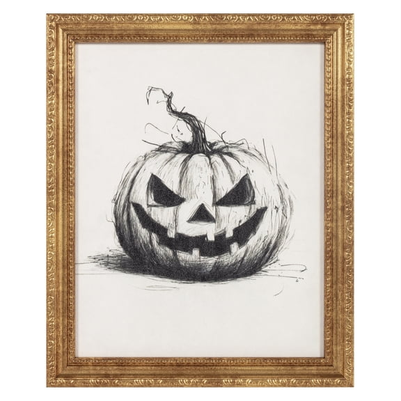 My Texas House Framed Halloween Black and White Pumpkin Art Print 9x11