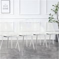 thumbnail image 3 of Modern Minimalist Transparent Dining Chair Set of 6, Silver Metal Leg Armless Crystal Chairs for Kitchen, Dining Room, Nordic Makeup Stool, 3 of 10