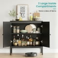 thumbnail image 3 of EastVita Rattan Cabinet,Sideboard Cabinet with Doors & Shelves,Entryway Storage Buffet Cabinet,Black,Square Pin Design, 3 of 8
