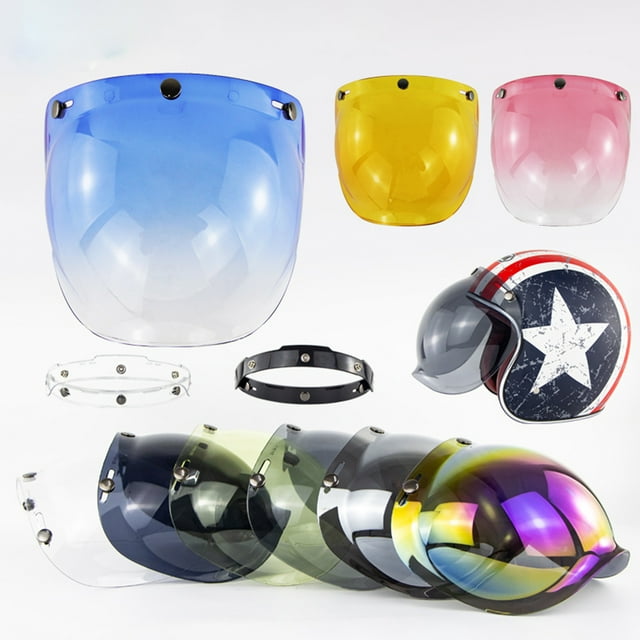 Visera para casco de motocicleta, visera para casco abierto, visera para casco con escudo de burbujas, visera compacta y ligera