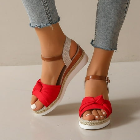 

AXXD Women Sandals Comfortable Red Wedge Gladiators Summer Mothers Day