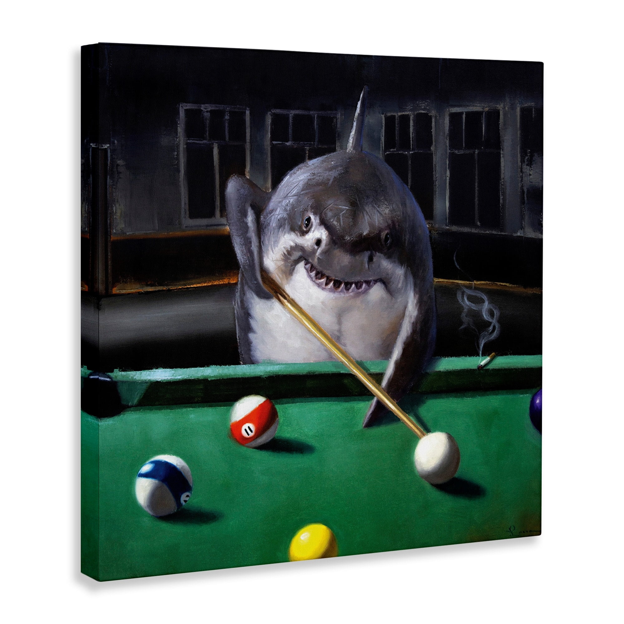 Stupell Industries Pool Shark Funny Marine Animal Bar,30 x 30,Designed by Lucia Heffernan