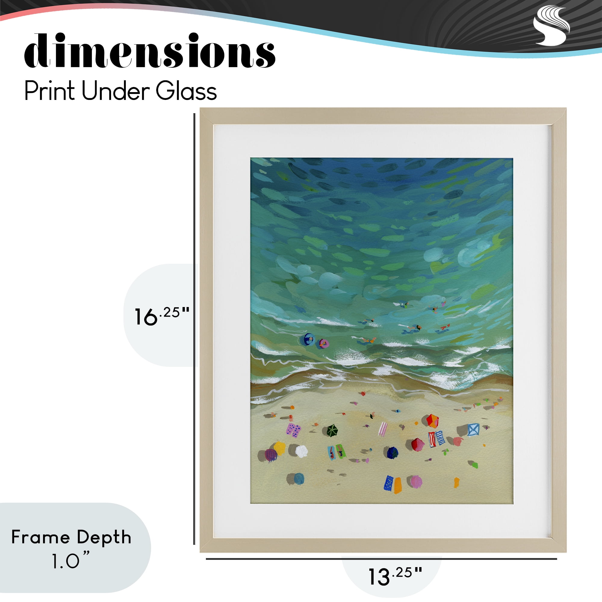 Stupell Industries Aerial Beachside with Umbrellas Birch Framed Print Under Glass, design by Brook Page
