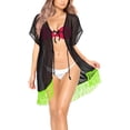 thumbnail image 5 of HAPPY BAY Women's Chiffon Summer Beach Open Front Maternity Beachwear Duster Kimono Cardigan XL-XXL Lime Fringes_AB744, 5 of 5