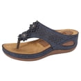 thumbnail image 5 of Platform Flip Flops for Women Bohemian Flower Hollow out Orthopedic Sandals Comfy Arch Support Footbed Slides Wedges Heels Slip on Beach Shoes Blue Size 8, 5 of 5