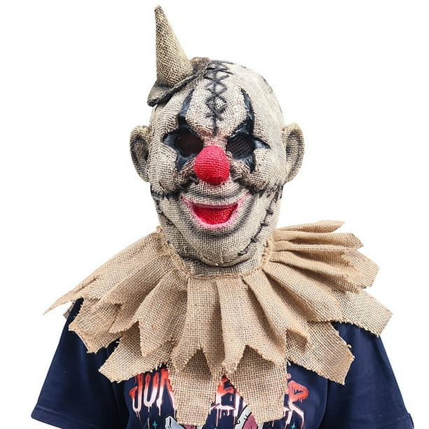 Disfraz de cosplay, máscara de payaso de lino y terror para Halloween