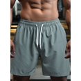 thumbnail image 4 of Men'S Quick Dry Elastic Waist Drawstring Loose Fit Athletic Gym Shorts Green M, 4 of 6