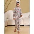 thumbnail image 3 of Pijamas navideños para niñas y niños, ropa de dormir de franela suave y cálida, pijama con capucha, Onesies con estampado gris, Invierno, 3 of 4