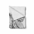 thumbnail image 2 of Ethnic Soft Flannel Fleece Throw Blanket, Flower Pattern with Ornamental Middle Eastern Effects Artwork, Cozy Plush for Indoor and Outdoor Use, 70" x 90", Black White, by Ambesonne, 2 of 6