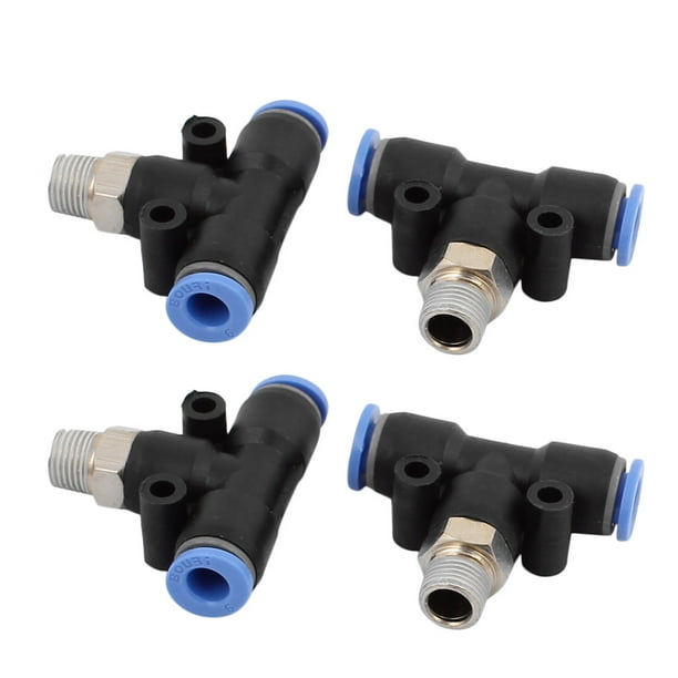 1/8BSP T Shape 3 Ways Pneumatic Air Quick Connect Fitting 6mm Hole Dia