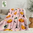 thumbnail image 2 of Halloween Blankets Fall Orange Pumpkin Spider Webs Black Bat Candy and Witch Throw Blanket Halloween Decor Super Soft Flannel Throw Blanket for Bedding Sofa Chair and Travel Decorations, 2 of 5