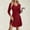 Red, variant on Blmnix Maroon Dresses for Women 2025 Fashion Fit & Flare Mini Long Sleeve Ribbed V-Neck Dresses