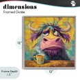 thumbnail image 4 of Stupell Industries Contemporary Grumpy Cow & Mug Gray Framed Giclee Art, 12 x 12, by The Wands Want, 4 of 8