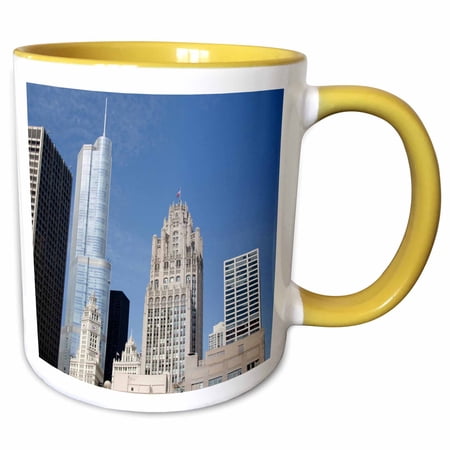 3drose, Usa, Illinois, Chicago, Tribune Tower - Us14 Cmi0044 - Cindy Miller Hopkins, 15oz Two-tone Yellow Mug